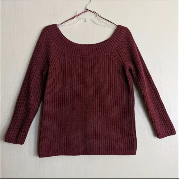 Pink Republic Sweater Burgundy Shaker Knit Ribbed Cotton Large - Picture 11 of 11